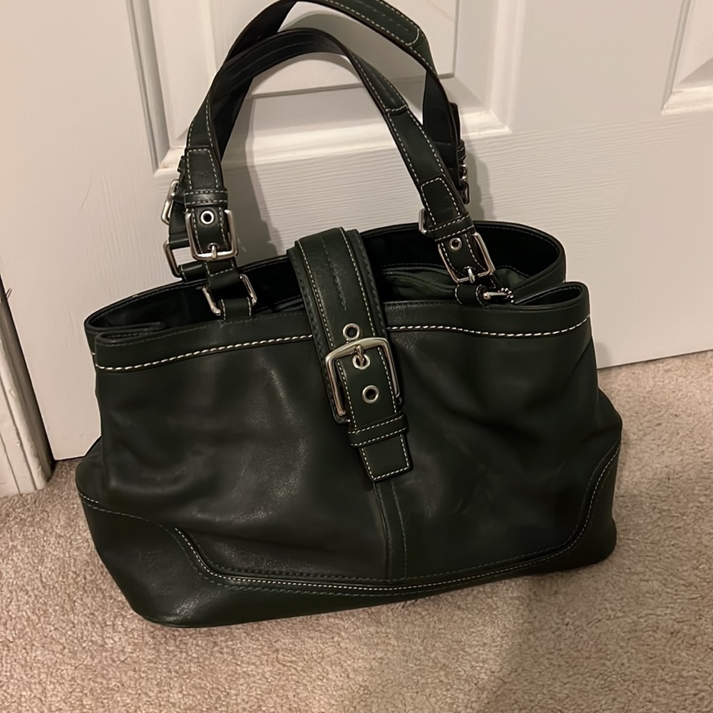 Coach Hampton Dark Green Shoulder Handbag